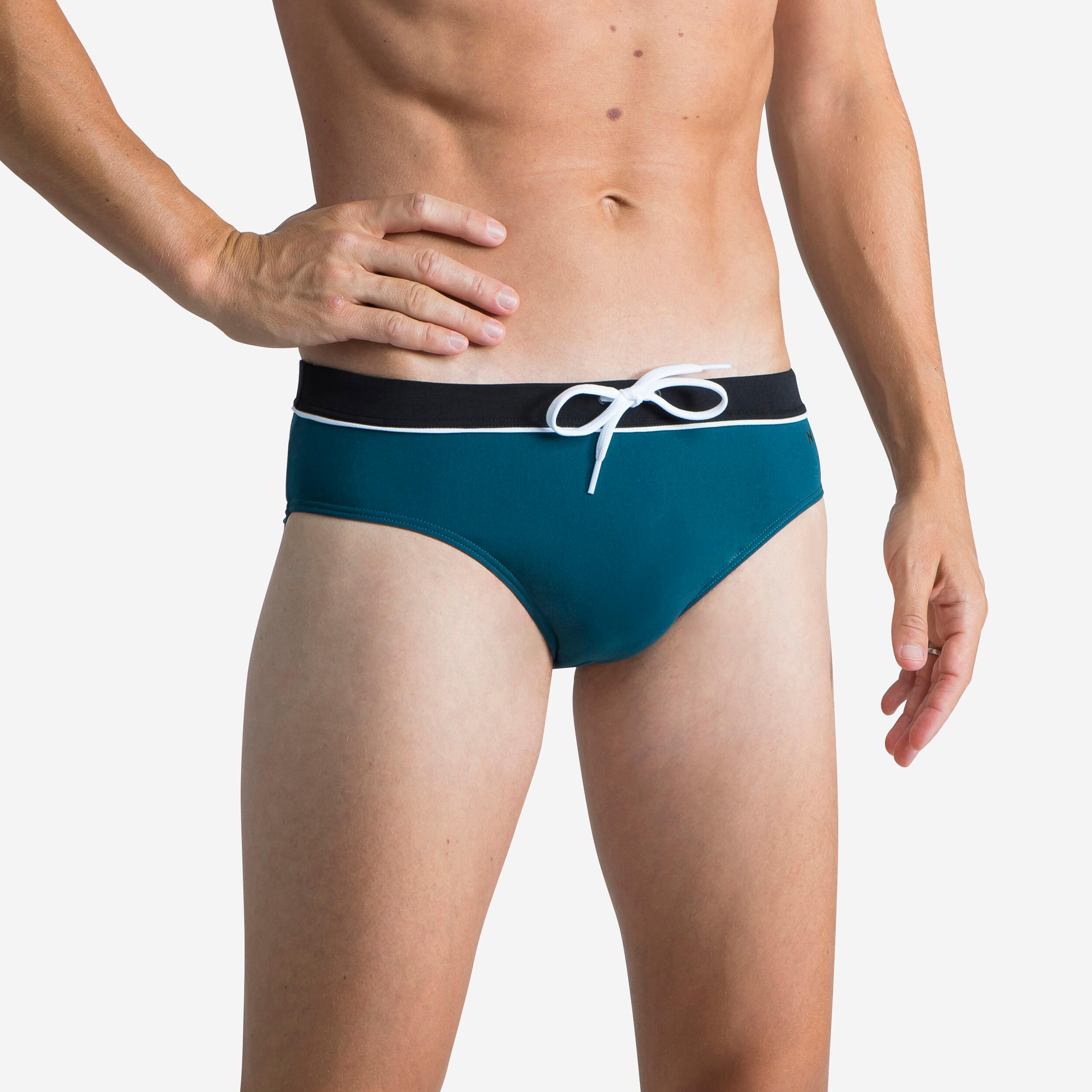 Banador Hombre natacion slip 900 Yoke Tram Negro Verde Decathlon